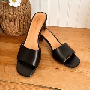 Madewell Black Leather Heel Sandals Size 8